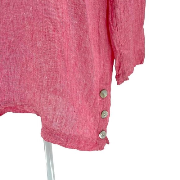 Sigrid Olsen 100% Linen Tunic Top Blouse Button Detail Lagenlook Pink sz Medium - Picture 2 of 7